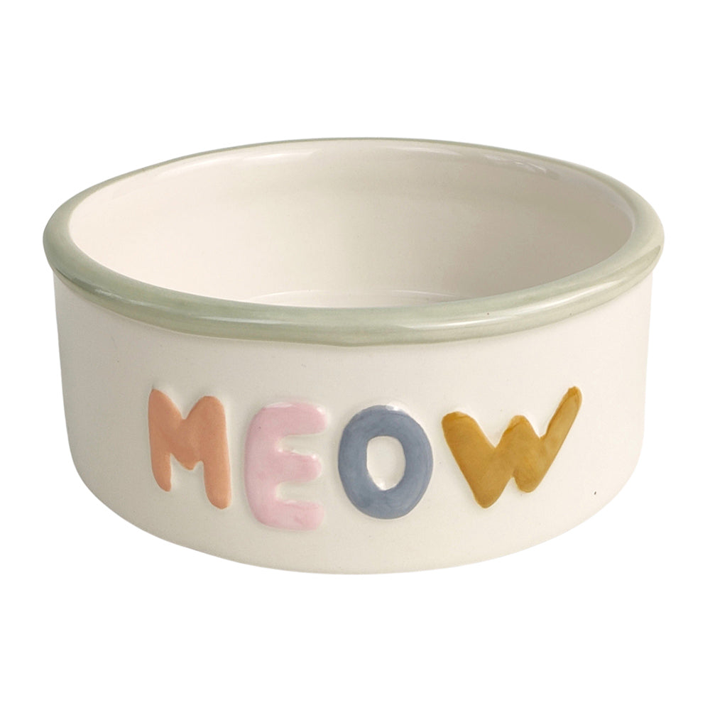 Urban 13cm Perfect Pets Meow Ceramic Cat Kitten Bowl Feeding/Drinking Dish White