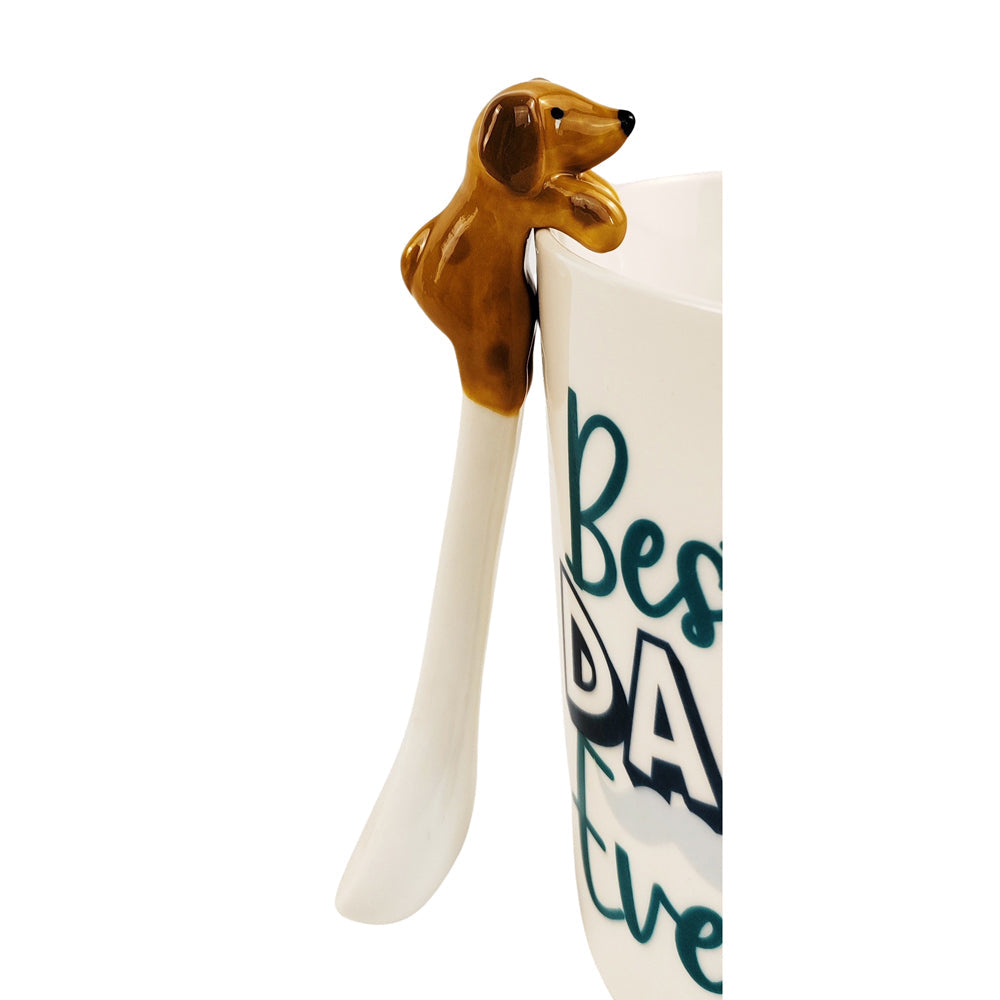 Urban 12cm Dog Ceramic Hanging Spoon For Mug - Caramel (3 Pack) — image 4