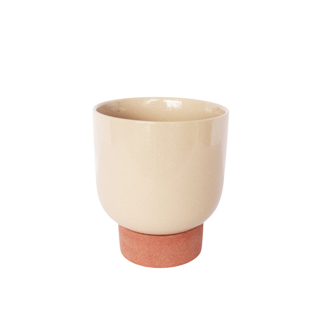 Urban Prim Tall 19cm Ceramic Planter w/ Saucer Plant Pot Medium White/Terra (2 Pack) — image 2