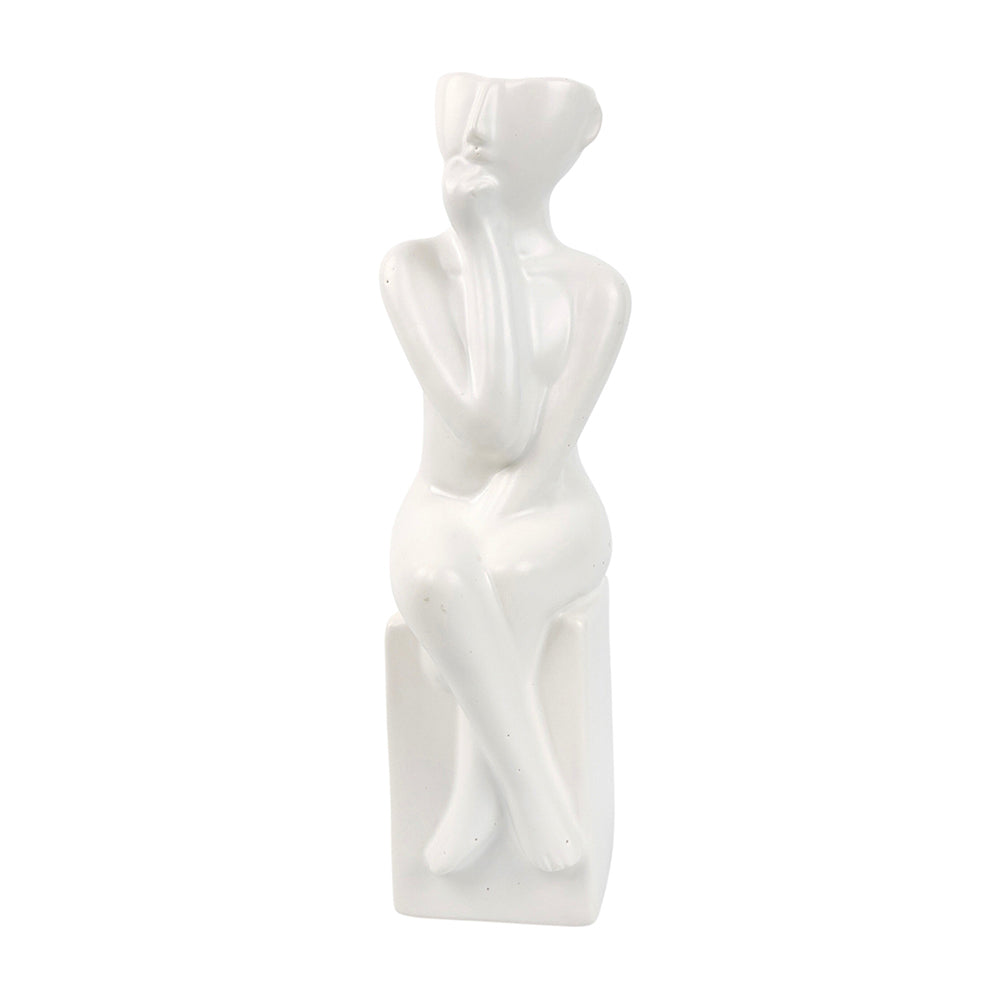 Urban Emerson 32cm Sitting Lady Ceramic Flower Vase Decorative Display White