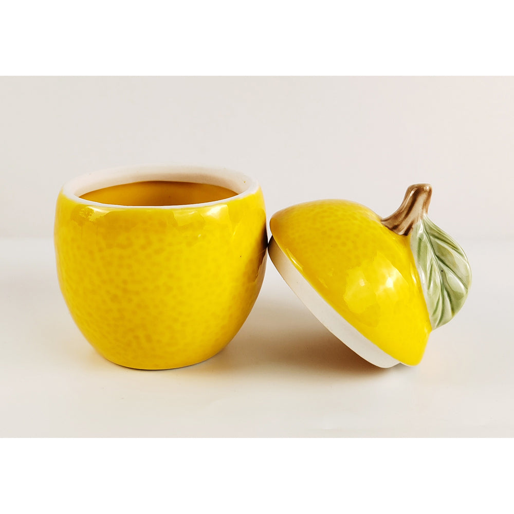 Urban 12.5cm Ceramic Lemon Jar Snacks/Treats Container Storage w/ Lid Yellow — image 3