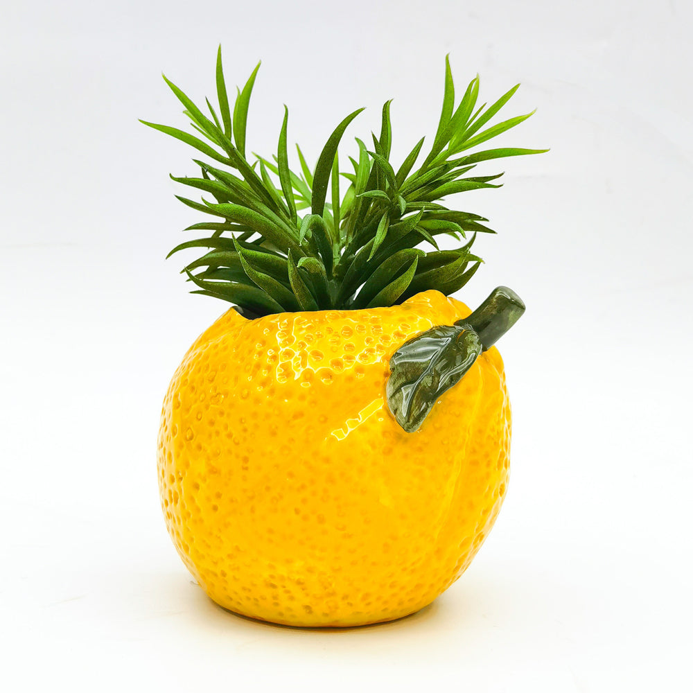 Urban Lemon Planter Pot Yellow 13cm Home Decorative Outdoor Garden Decor (2 Pack) — image 3