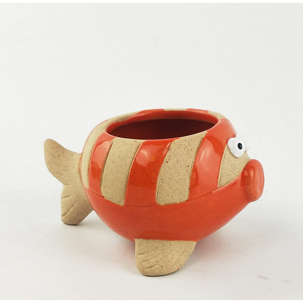 Urban Fish 6cm Ceramic Planter Home/Garden Ornament Display Pot Small Orange — image 4