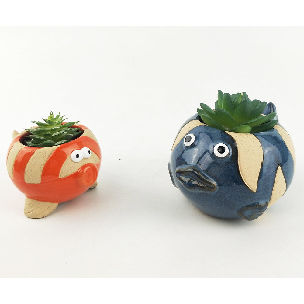Urban Fish 6cm Ceramic Planter Home/Garden Ornament Display Pot Small Orange — image 2