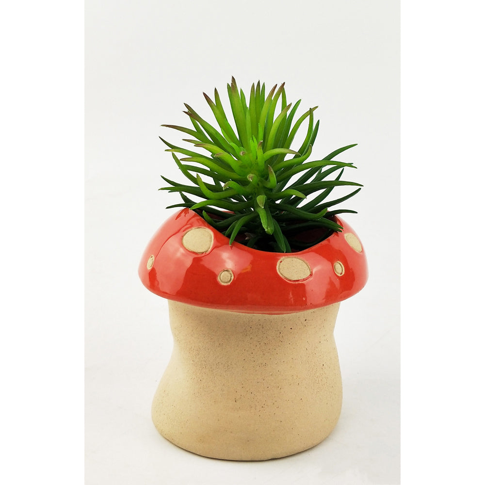 Urban 10cm Mushroom Ceramic Planter Garden Decor Plant/Flower Pot Medium Red (2 Pack) — image 4