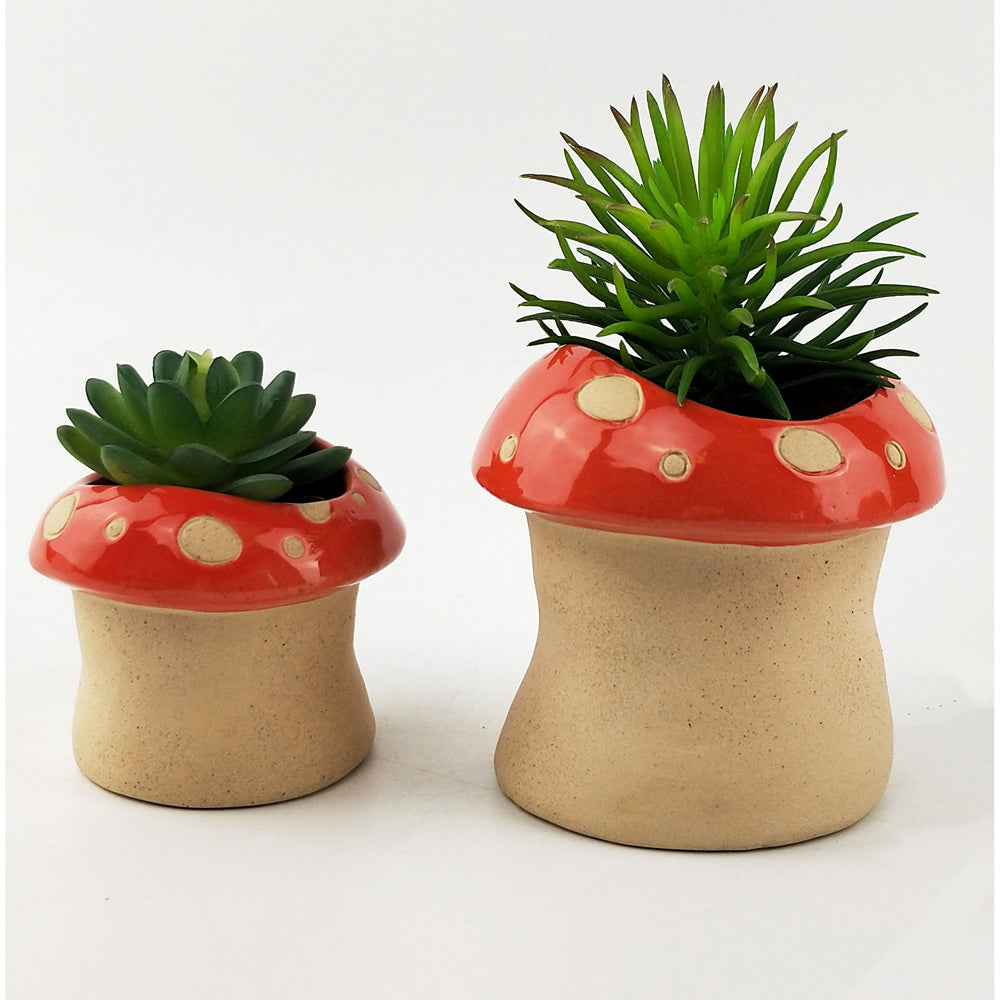 Urban 10cm Mushroom Ceramic Planter Garden Decor Plant/Flower Pot Medium Red — image 2