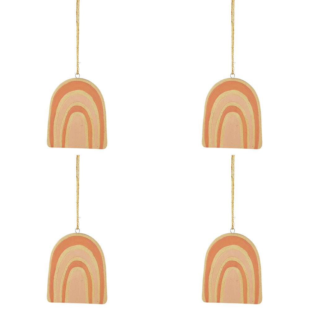 Urban 10cm Rainbow Ceramic Garden Hanging Charm Home Plant Pot Display Pink (4 Pack)