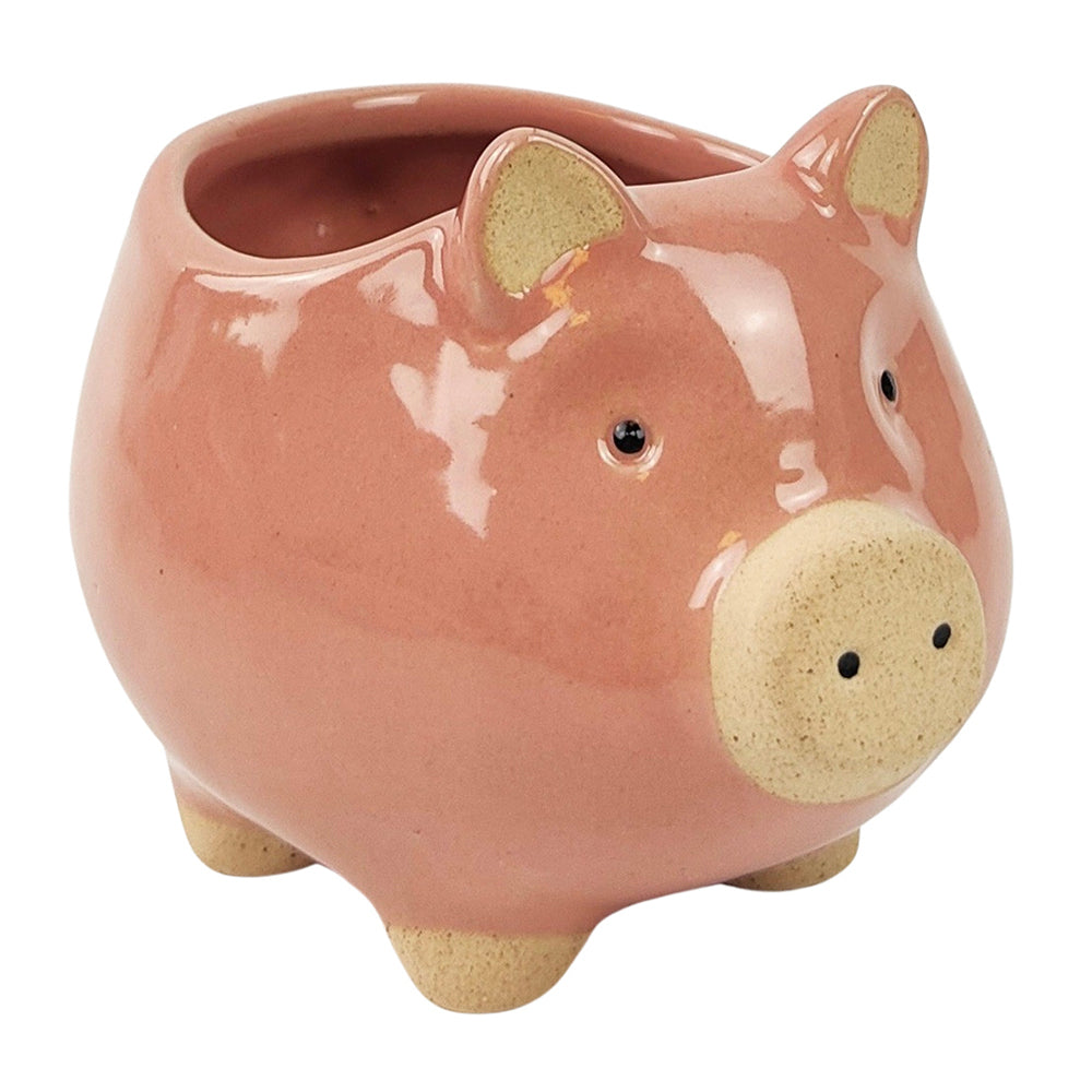 Urban Pig 8cm Ceramic Planter Home Garden Ornament Display Plant Pot Small Pink