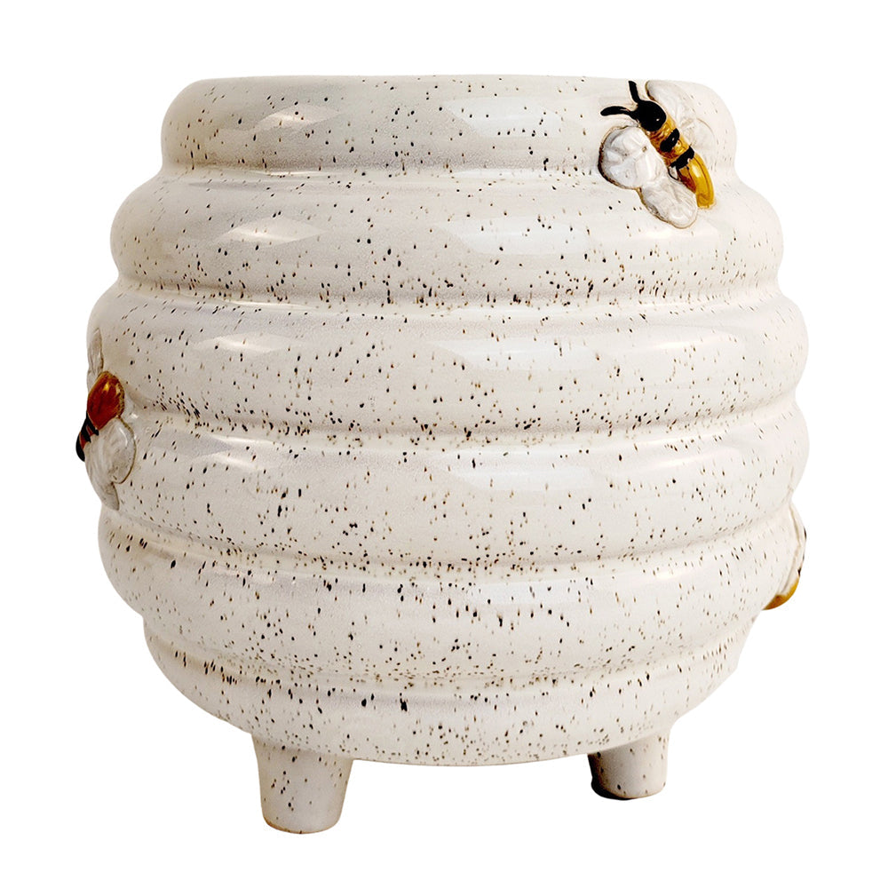 Urban 15cm Ceramic Beehive Planter Plant Pot Home/Garden Decor Small White/Sand