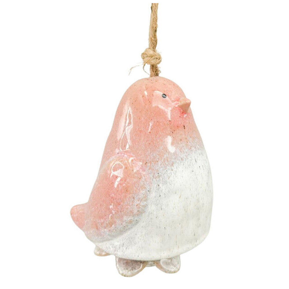 Urban Ceramic Bird Hanging Bell Outdoor Garden Decor 15x11cm Pink (2 Pack) — image 2