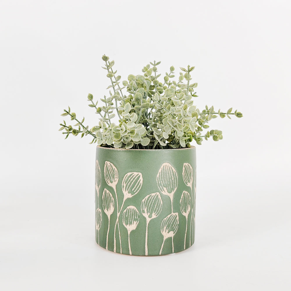 Urban Products Poppy Pattern Plant Pot Home Garden Decor Planter Sage 12cm — image 3