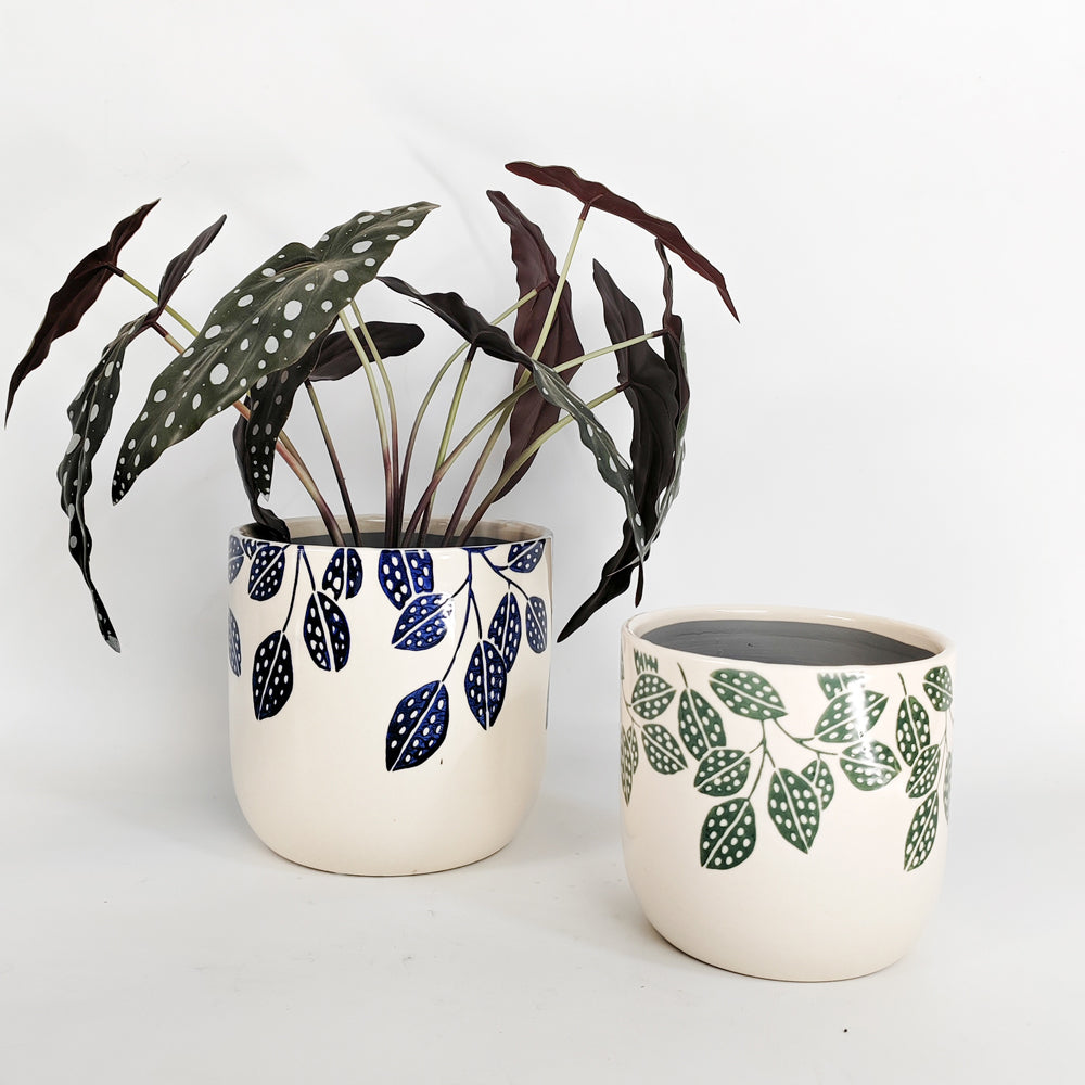 Urban Products Poppy Pattern Plant Pot Home Garden Decor Planter Sage 12cm — image 2
