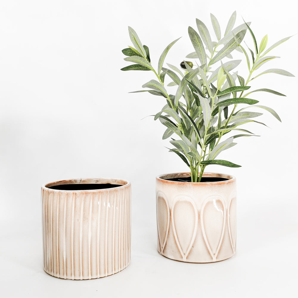 Urban Products Retro Swirl Pattern Home Garden Decor Planter Cream 14cm