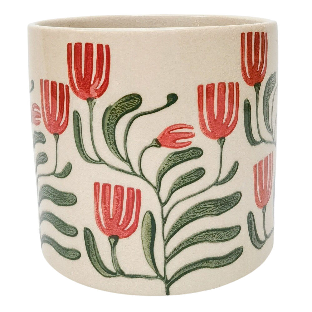 Urban Pilbra Stoneware Planter Flower Plant Pot Home Decor Green/Red — Large 17cm