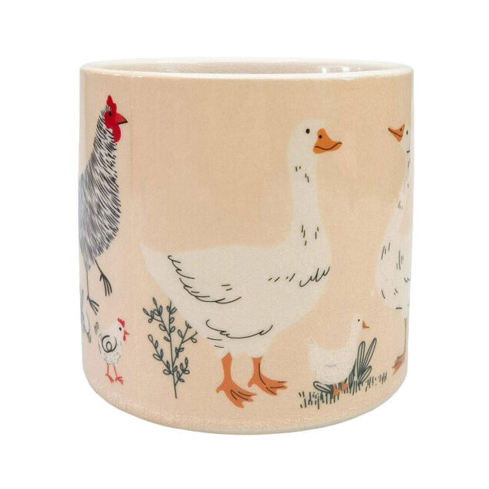 Urban Chicken Friends Stoneware Outdoor Planter Pot 14x13cm Black/White (2 Pack) — image 2