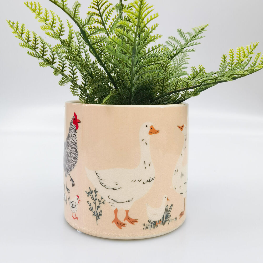 Urban Chicken Friends Stoneware Outdoor Planter Pot 14x13cm Black/White (2 Pack) — image 4