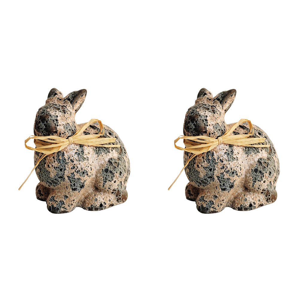Urban 10cm Delphi Bunny Garden Ornament Home Decor Animal Statue Display Grey (2 Pack)