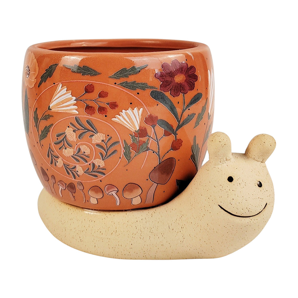 Urban 11cm Ceramic Snail w/Flowers Planter Plant Pot Home/Garden Decor Pink/Sand