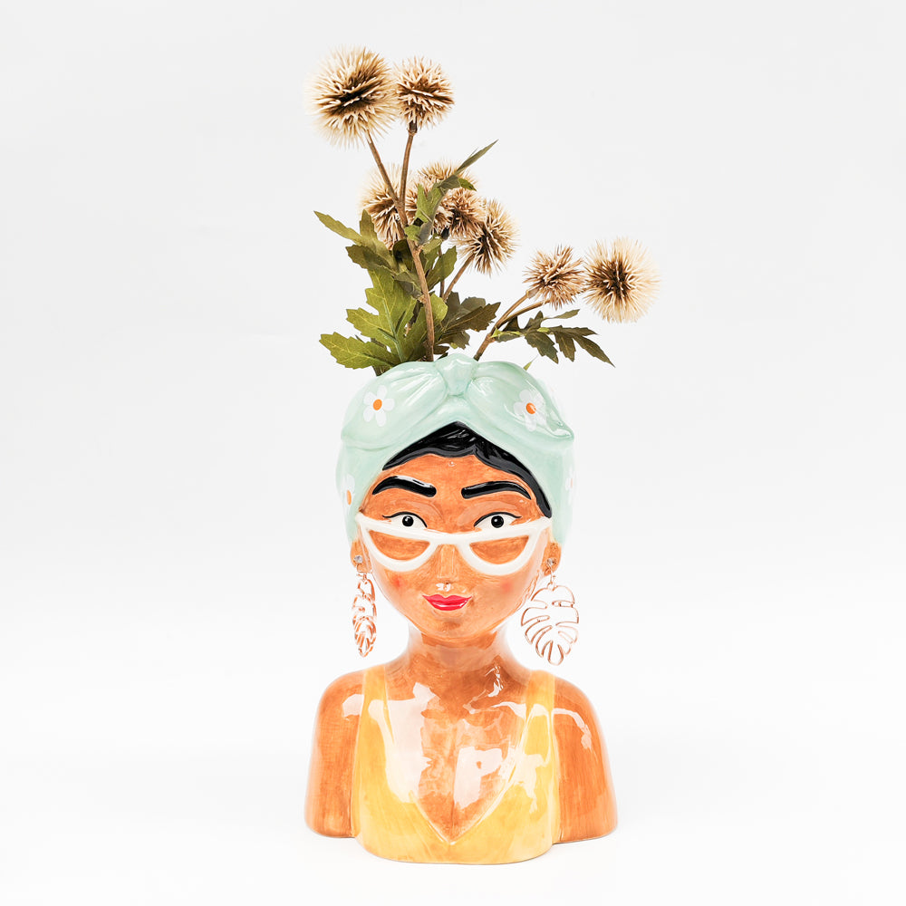 Urban Products Tropicana Lady Themed Vase Decorative Home Decor Brown Blue 24cm — image 2
