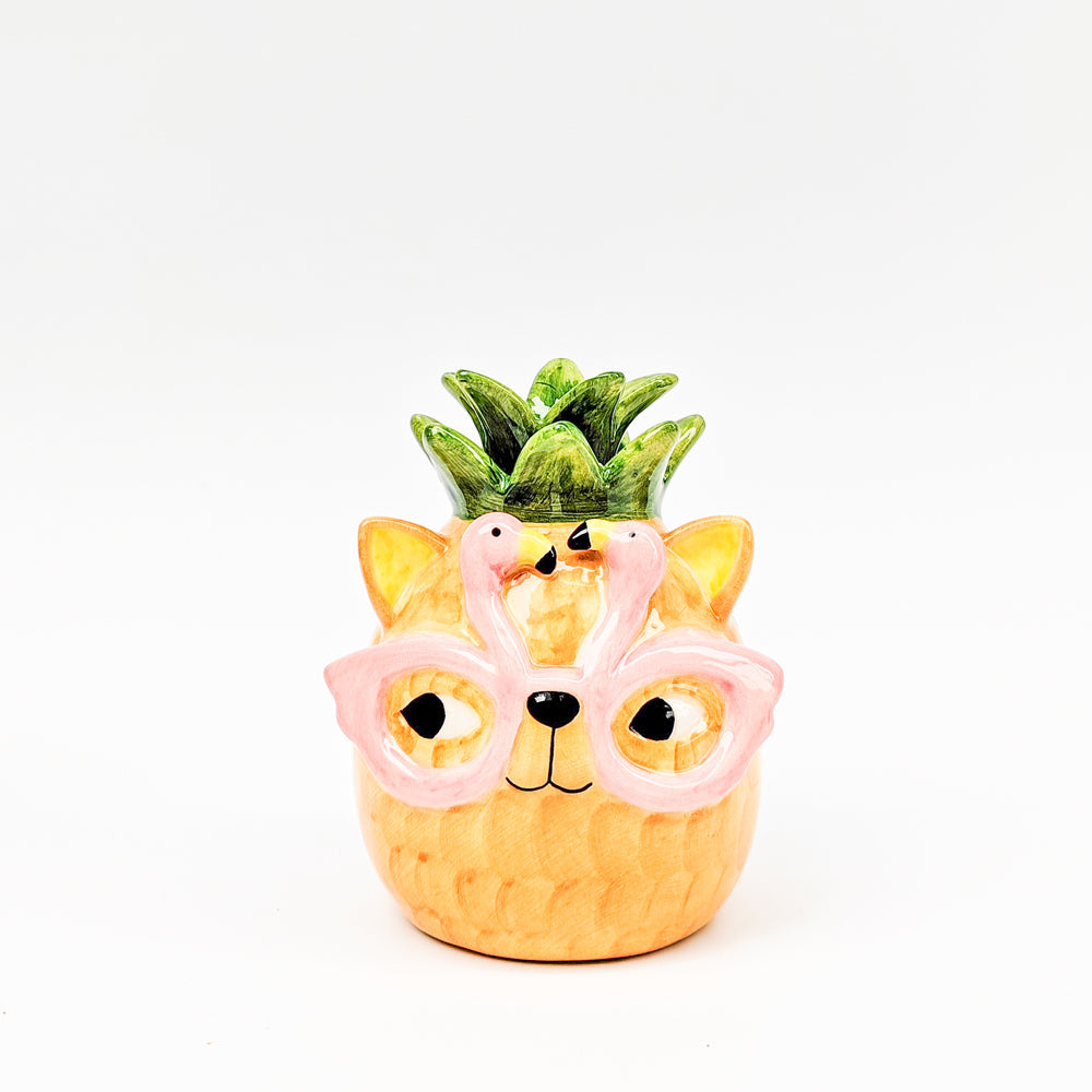 Urban Products Tropicana Cat Pineapple Themed Vase Home Decor Orange 13cm — image 2