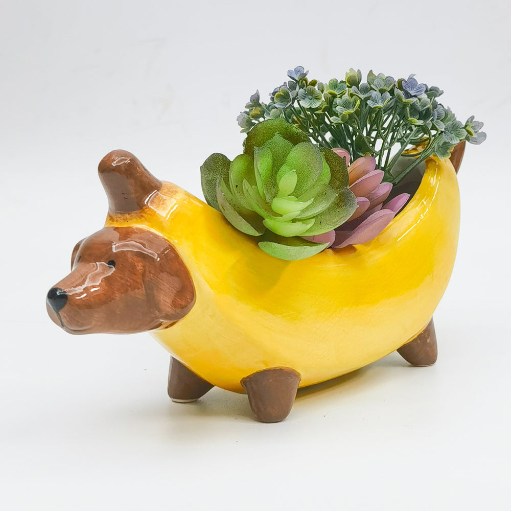 Urban Banana Dog Small Planter Pot Yellow 9cm Home Decorative Garden Decor — image 2