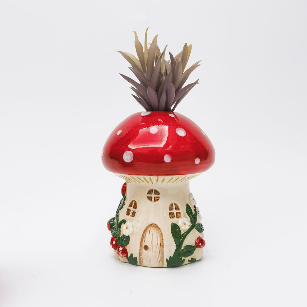 Urban Toadstool House Flower Vase Ceramic Tabletop Home Decor 14x11cm Red (2 Pack) — image 3