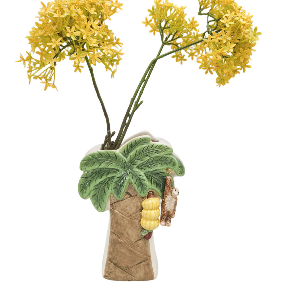 Urban 22x16cm Beige/Green Ceramic Jungle Tree Home Decor Flower Vase — image 3
