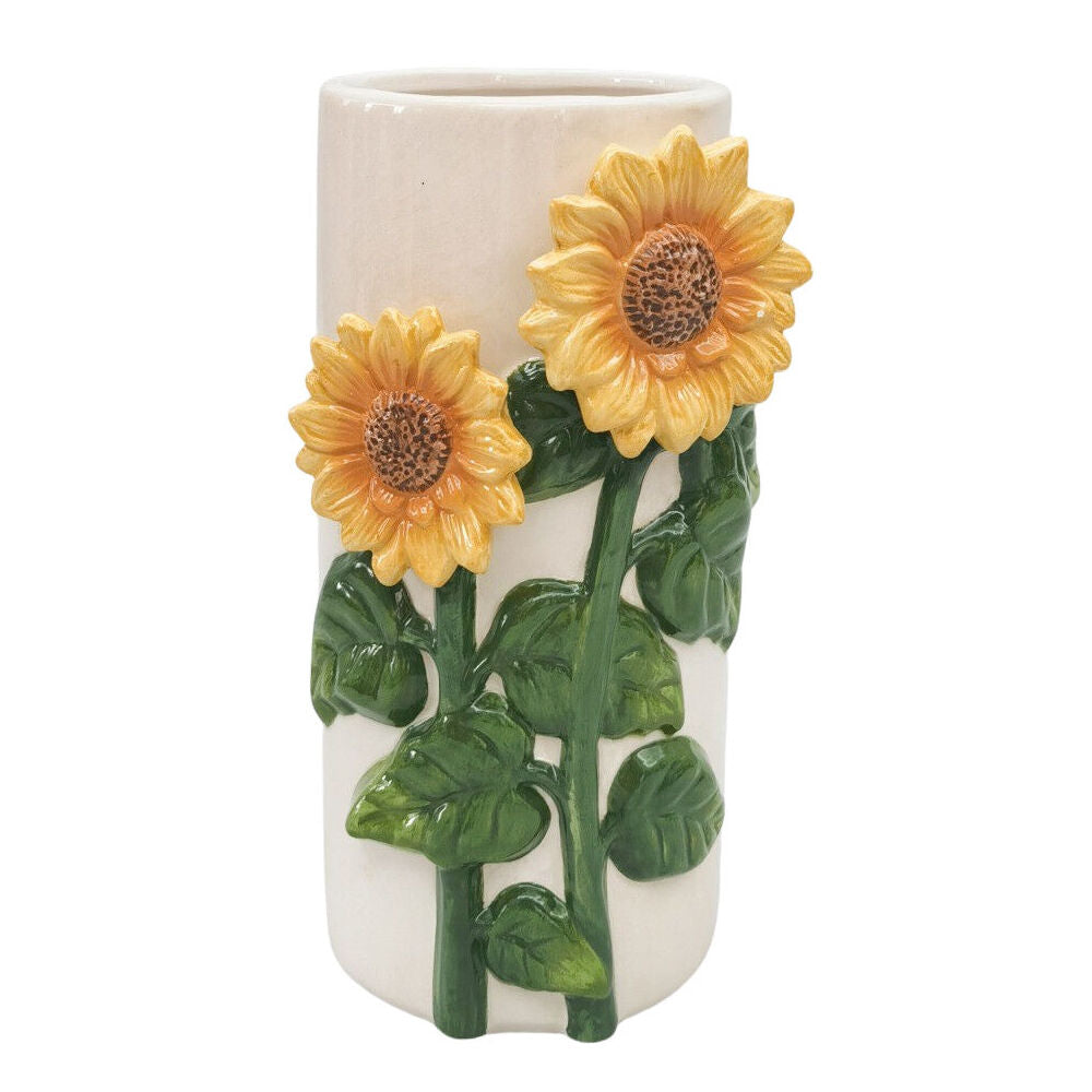 Urban 22x11cm Beige/Yellow Ceramic Sunflower Home Decor Flower Vase
