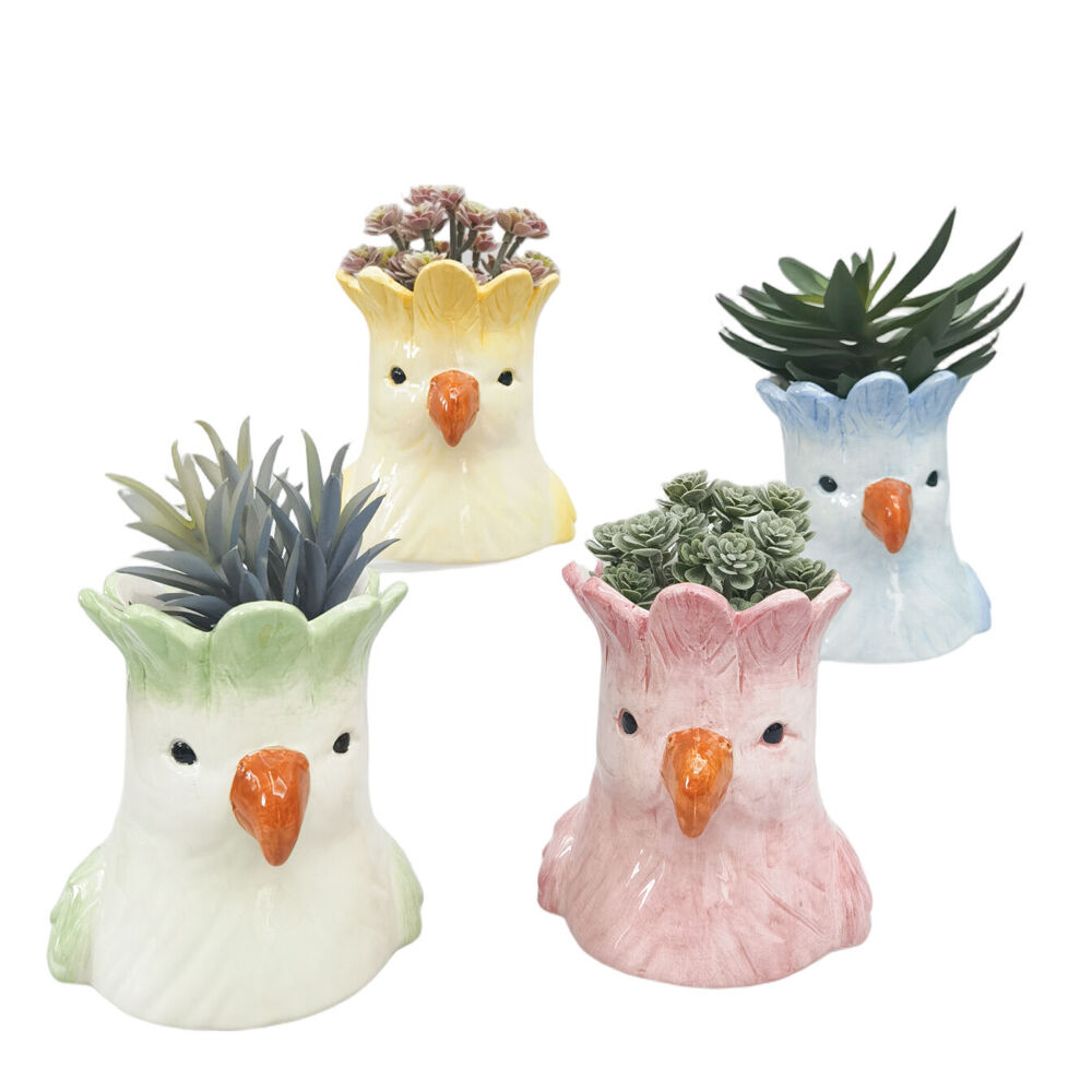 Urban 14x13cm Pink Ceramic Perdy Parrot Outdoor Garden Planter Pot — image 2