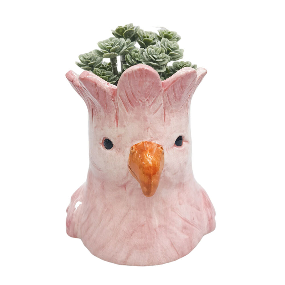 Urban 14x13cm Pink Ceramic Perdy Parrot Outdoor Garden Planter Pot — image 3