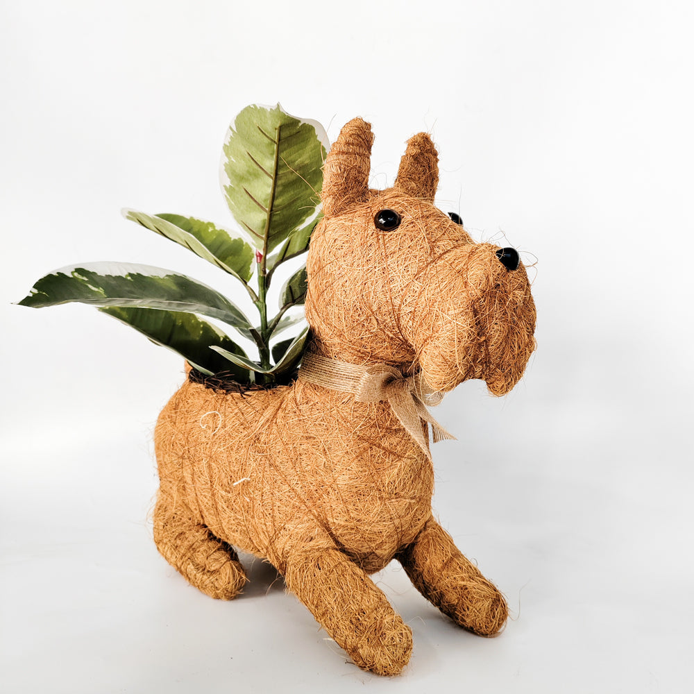 Urban Products HUSK Scottie Dog Themed Planter Home Garden Decor Brown 38cm — image 2