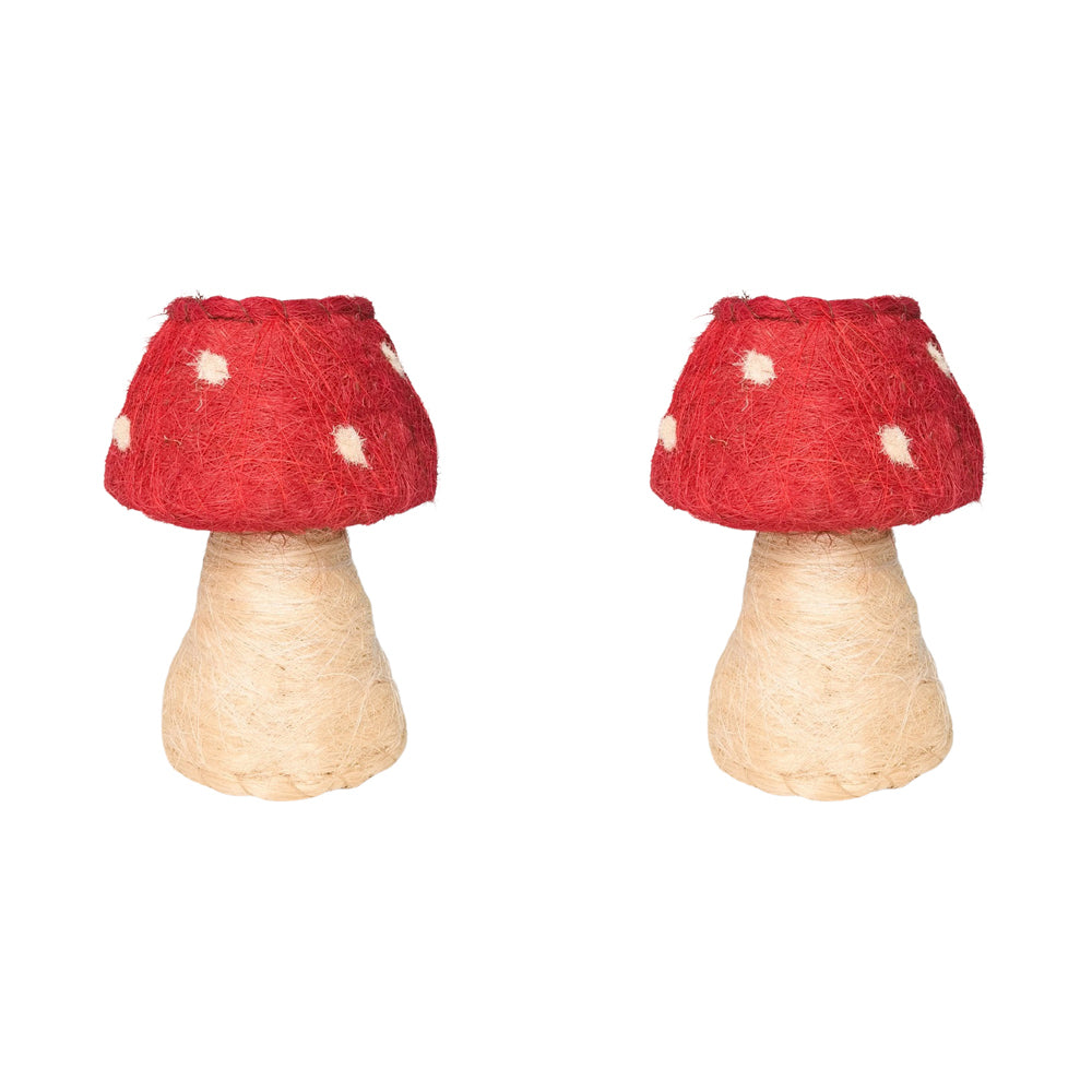 Urban HUSK Toadstool Planter Red White 19cm Home Decorative Garden Decor (2 Pack)