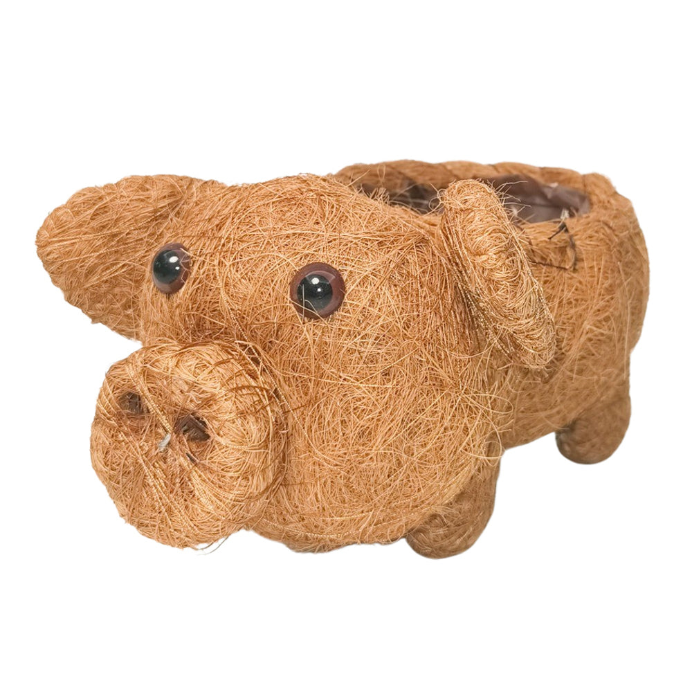 Urban HUSK Pig Planter Pot Brown 15cm Home Decorative Outdoor Garden Decor