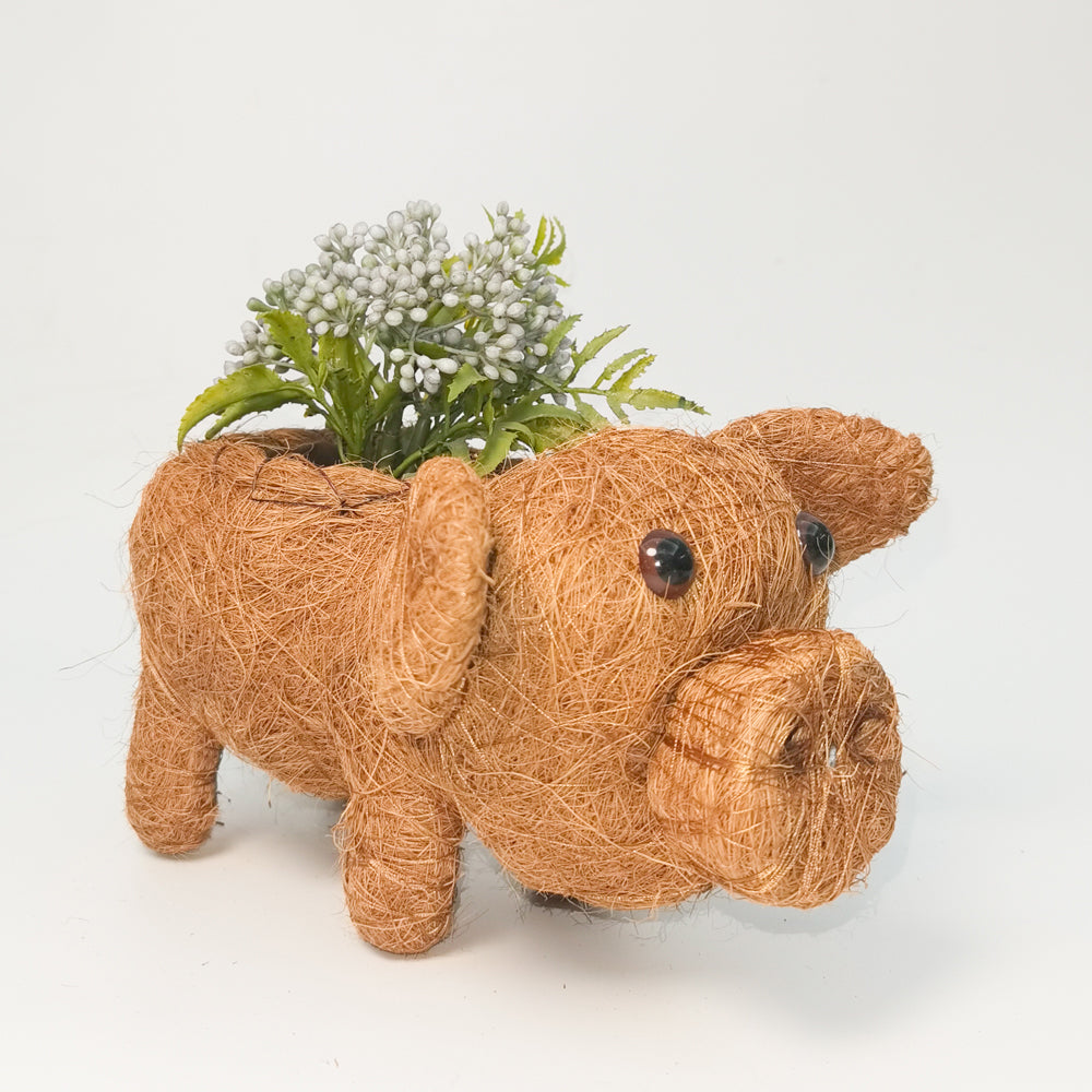 Urban HUSK Pig Planter Pot Brown 15cm Home Decorative Outdoor Garden Decor — image 2