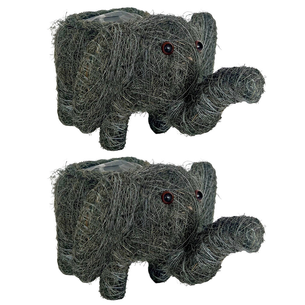 Urban Husk Elephant Coconut Fibre Planter Pot 35x30cm Grey (2 Pack)
