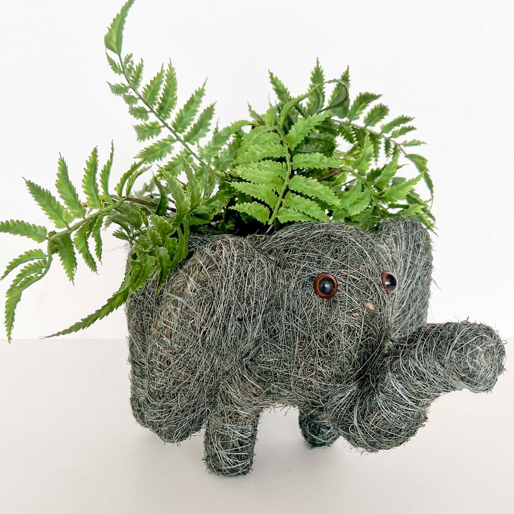 Urban Husk Elephant Coconut Fibre Planter Pot 35x30cm Grey (2 Pack) — image 3