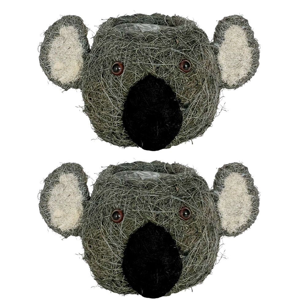 Urban Husk Koala Coconut Fibre Planter Pot 27x16cm Grey (2 Pack)
