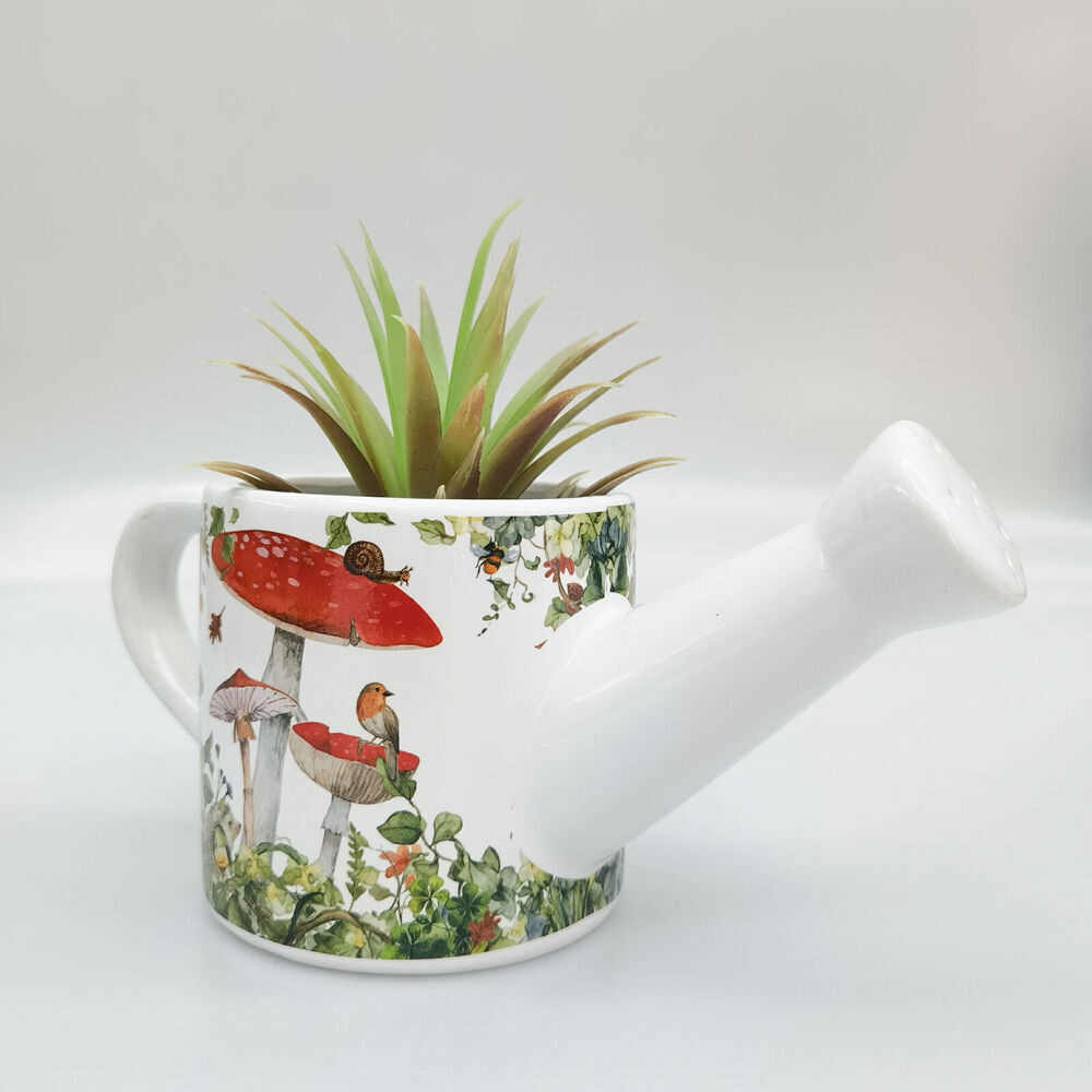 Urban Ceramic Enchanted Garden Watering Can Planter Pot 13x25cm Red (2 Pack) — image 3