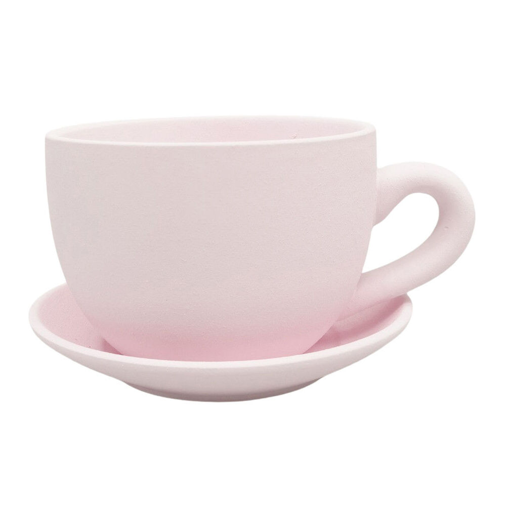 Urban 19x10cm Ceramic Rendered Teacup Outdoor Planter Pot — Pink