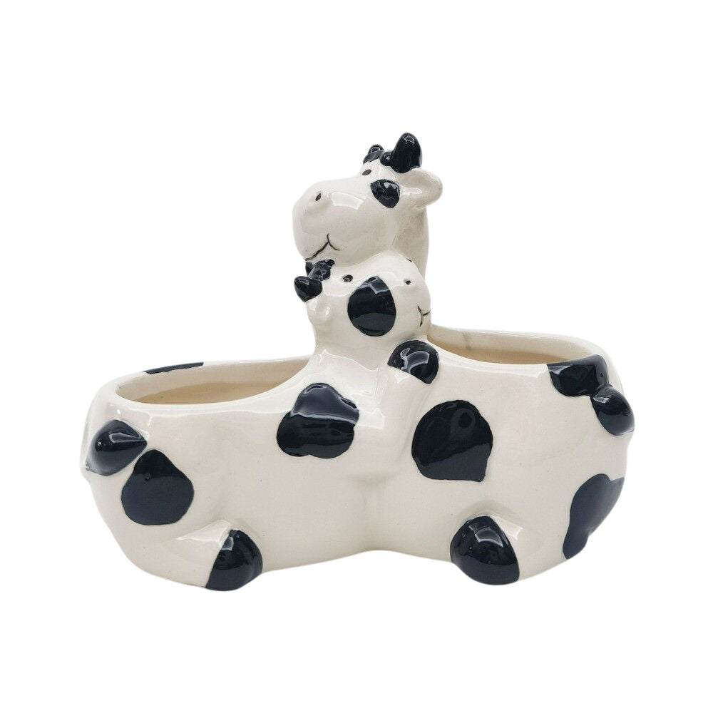 Urban Hugging Cows Ceramic Planter Flower/Plant Pot Decor 12x14cm White/Black