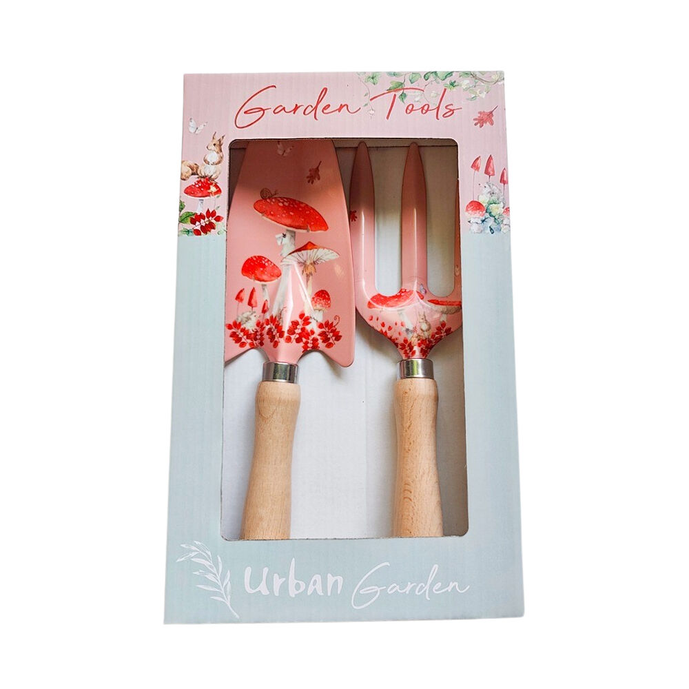 Urban Enchanted Garden Metal/Timber Garden Tool Hand Trowel/Fork 29x18cm Red (2 Pieces) — image 2