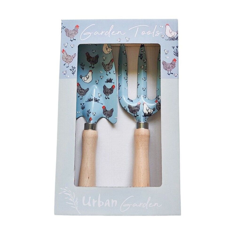 Urban Farm Yard Metal/Timber Garden Tool Hand Trowel/Fork 29x18cm Blue (2 Pieces) — image 2