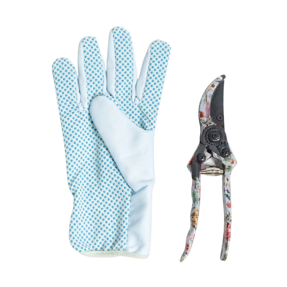 Urban Botanicals Secateurs & Gardening Gloves Set 26cm Blue (3 Pieces)