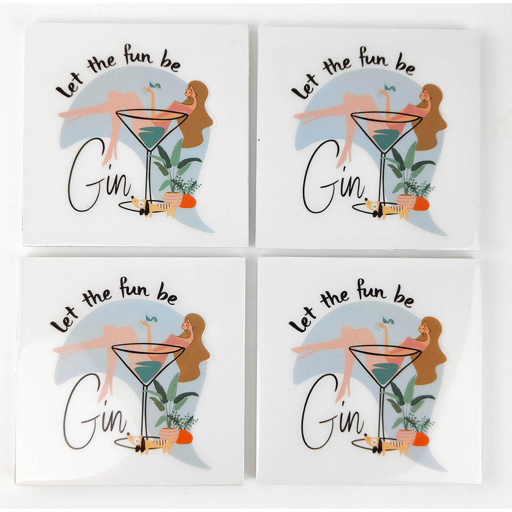 Urban Let The Fun Be Gin 10cm Coasters Mug/Cup Drink Table Protector Mat Set (4 Pieces) — image 2