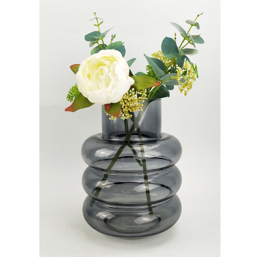 Urban Tommy Ring 22cm Glass Flower Vase Home Decorative Display Medium Steel — image 3