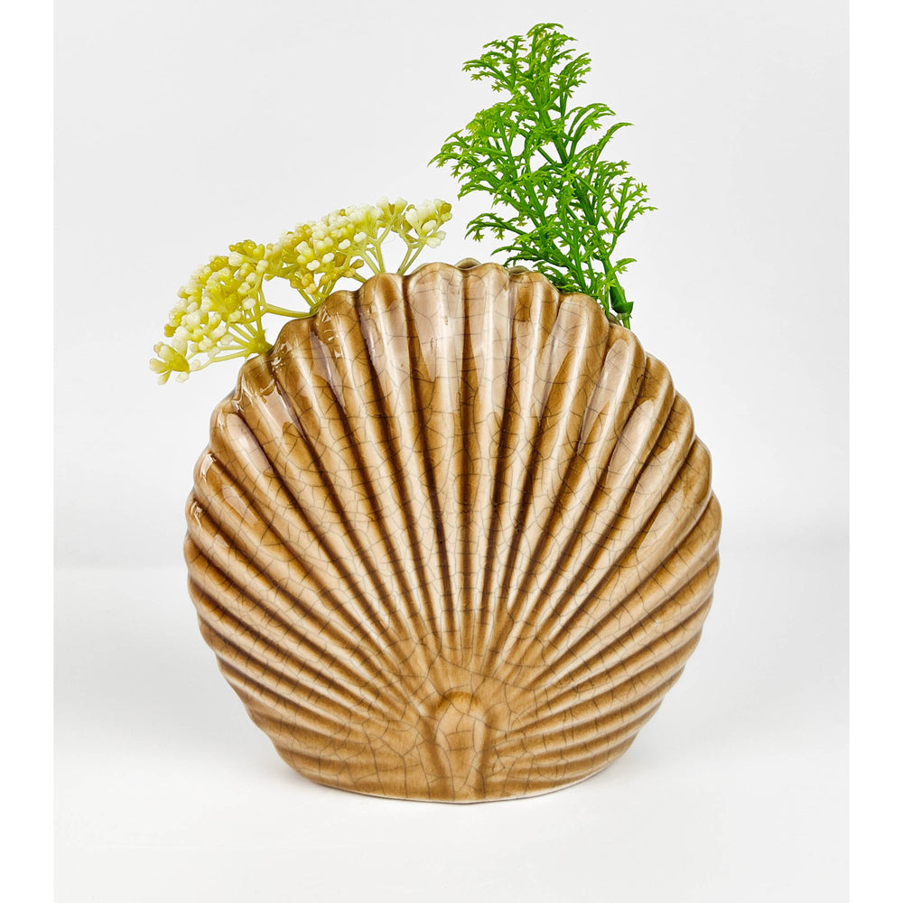 Urban Amari Fan Palm 13cm Ceramic Flower Vase Home Decor Display Small Caramel — image 3