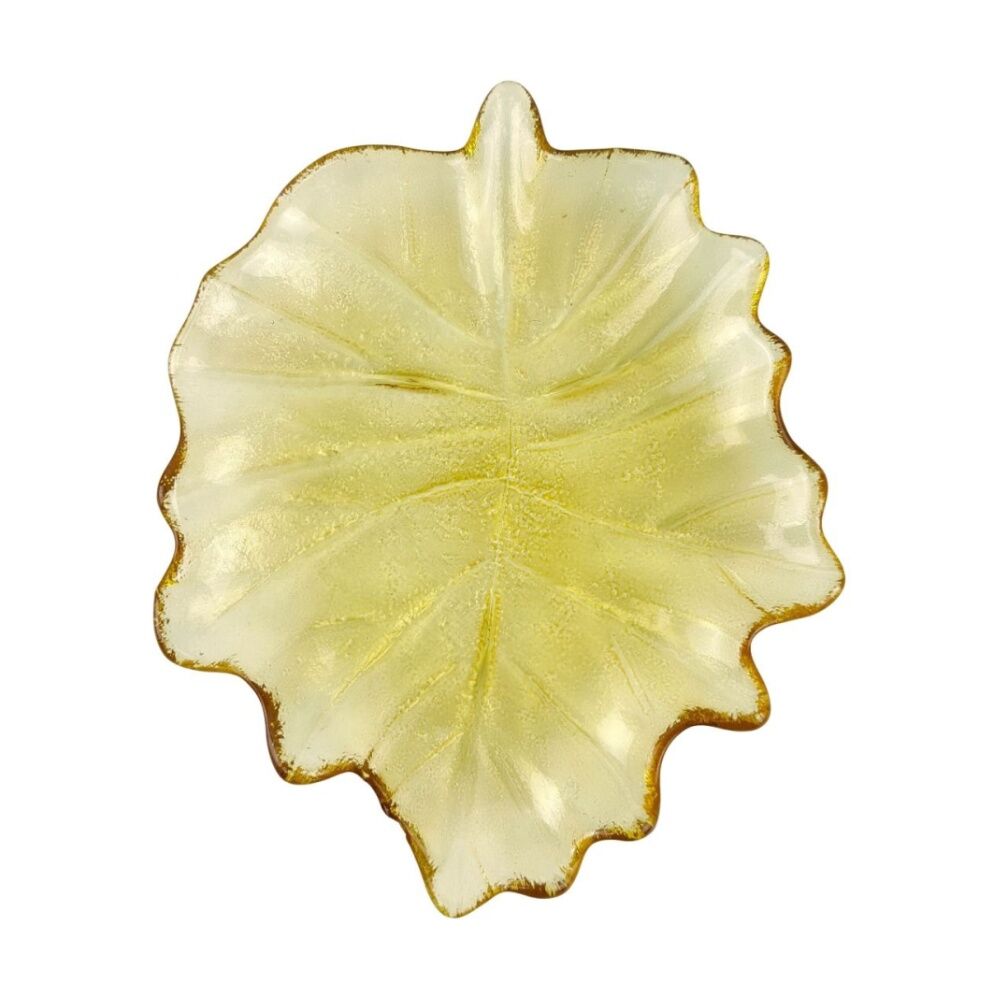 Urban Tommy 18.5cm Glass Leaf Dish Home/Room Tabletop Decorative Plate Amber — image 2