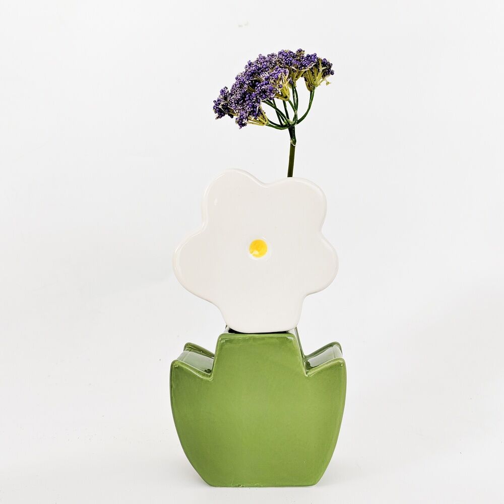 Urban Products Alice Flower Themed Double Vase White Green Home decor 24cm — image 2
