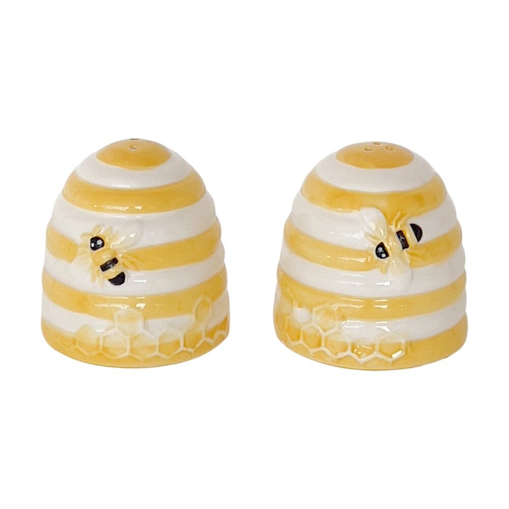 Urban Bee Hive Salt Pepper Shakers Yellow Serveware Home Kitchen Decor 7cm