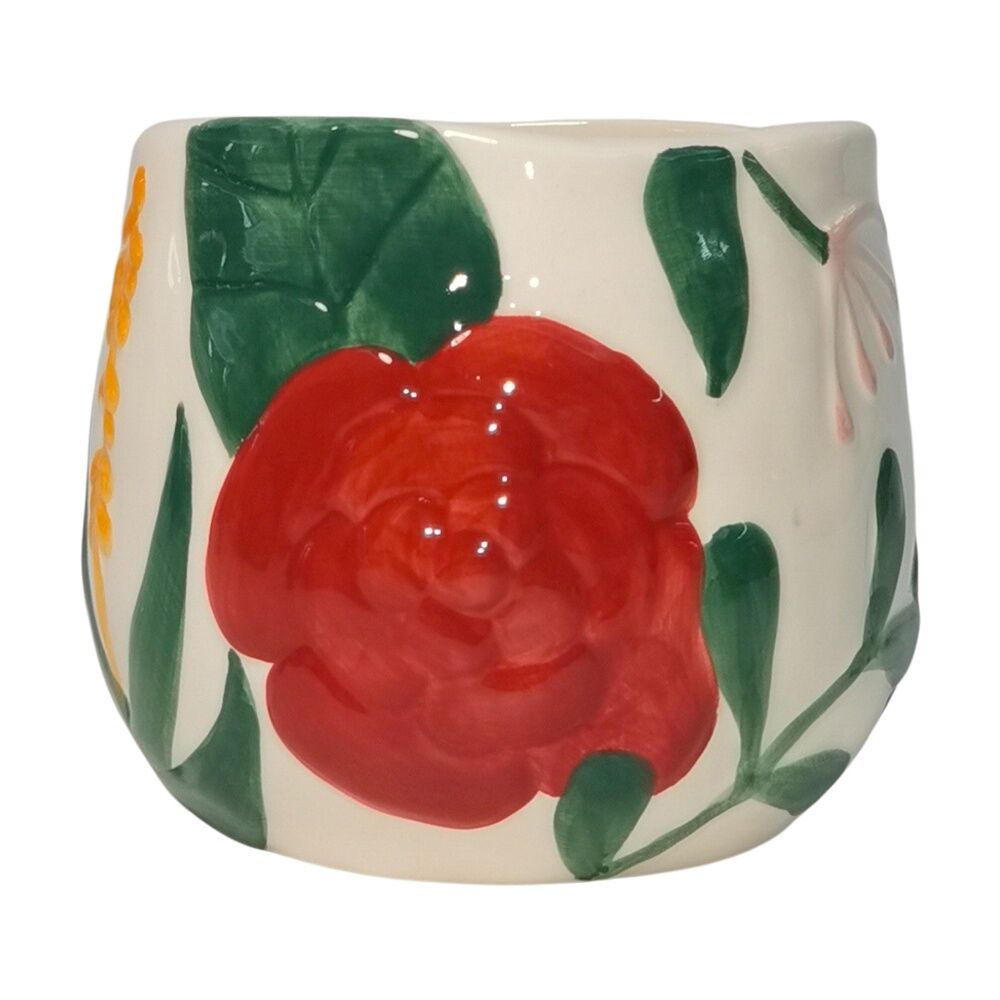 Urban Dahlia Floral Planter Colourful Small Decorative Garden Decor 11cm